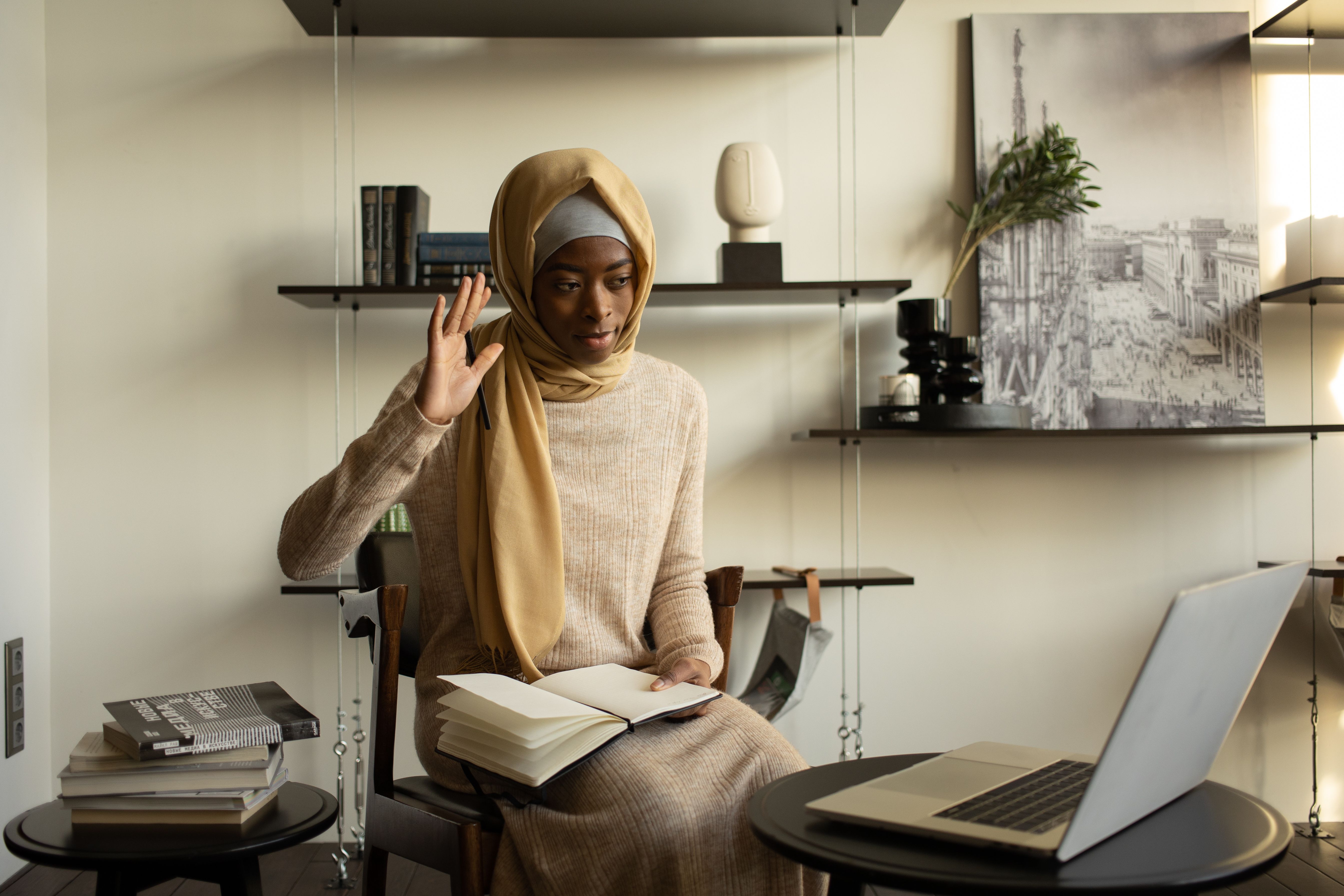 Learner communicating over a video call