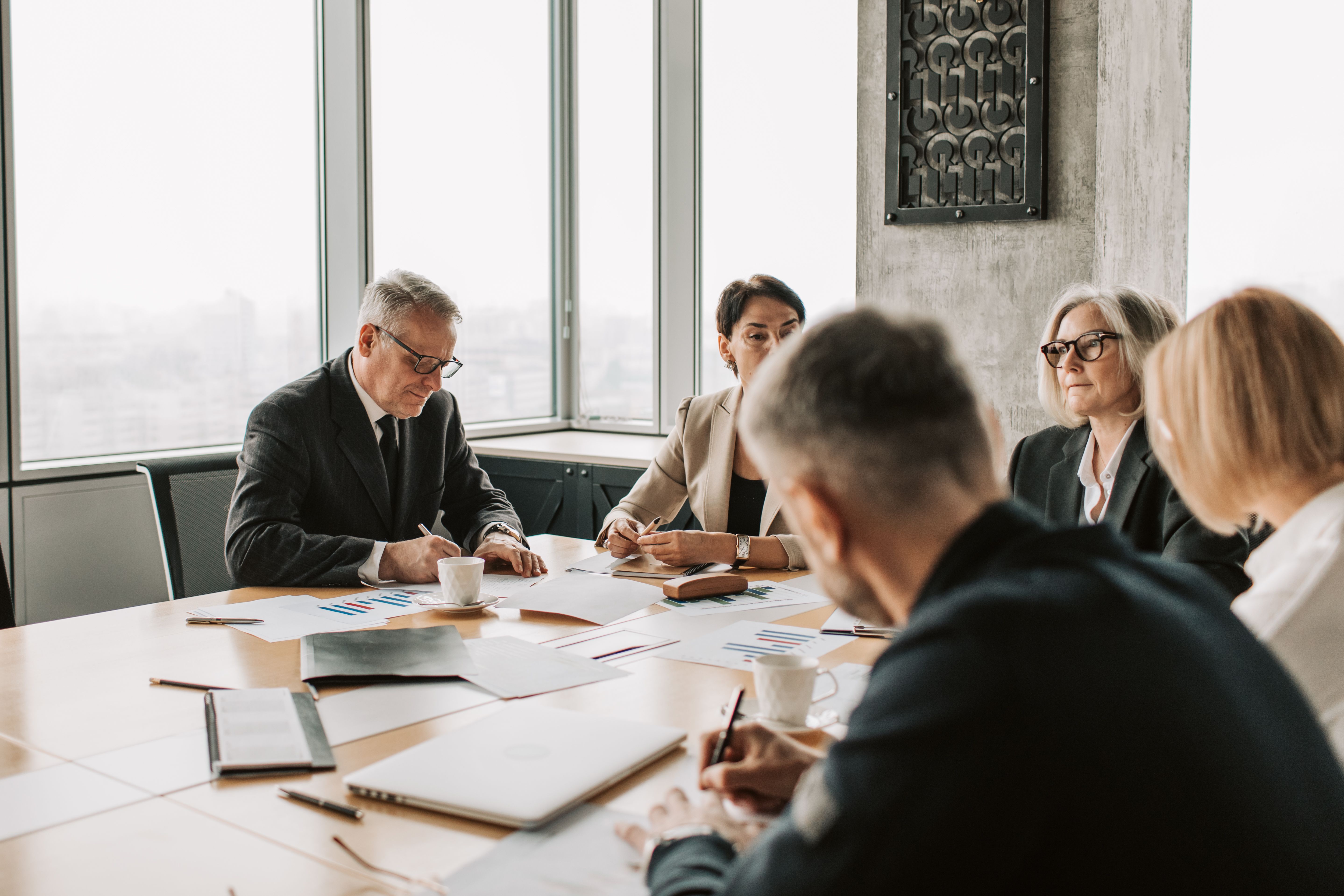 Professionals in a boardroom meeting